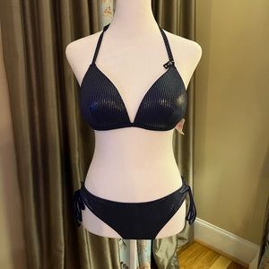 PINK Victoria Secret Navy Metallic/ Shimmer Bikini